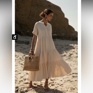 Bohme Amanda Tiered Dress in Cream XS